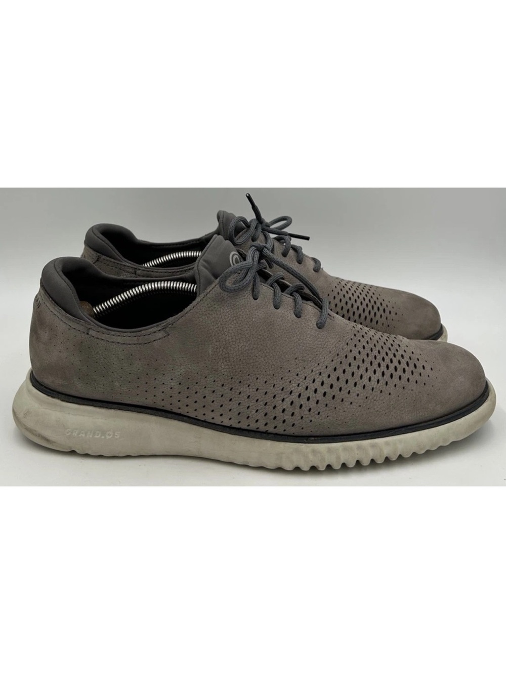 Cole Haan 2.ZeroGrand Laser Oxford Shoes Gray Nubuck Leather C36071 Sz 11.5 M